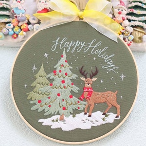 Christmas Embroidery Kit beginner, Beginner Embroidery kit, Modern embroidery kit cross stitch, Hand Embroidery Kit, Needlepoint, DIY Craft