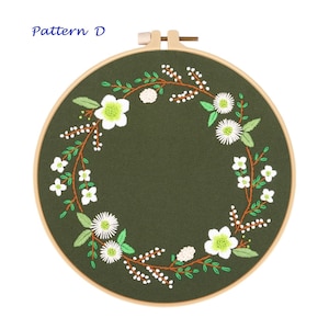 Embroidery Kit For Beginner floral | Beginner Embroidery Kit, cross stitch| Flowers Embroidery Full Kit with Needlepoint Hoop| DIY Craft Kit
