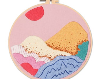 Mountain Embroidery Kit beginner, Beginner Embroidery kit, Landscape embroidery kit cross stitch, Hand Embroidery Kit, Needlepoint,Craft Kit