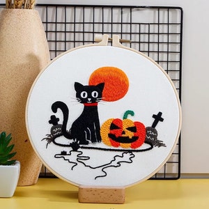 Embroidery Kit beginner, Beginner Embroidery kit, Halloween embroidery kit cross stitch, DIY Embroidery Kit, Needlepoint, Craft image 9