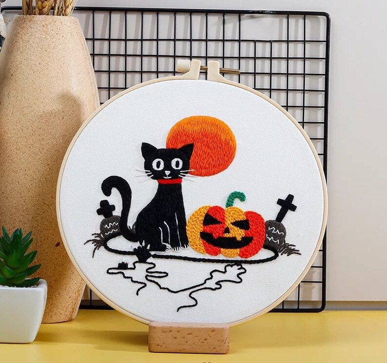 Embroidery Kit beginner, Beginner Embroidery kit, Halloween embroidery kit cross stitch, DIY Embroidery Kit, Needlepoint, Craft image 9