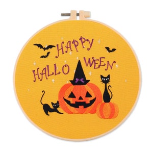 Embroidery Kit beginner, Beginner Embroidery kit, Halloween embroidery kit cross stitch, DIY Embroidery Kit, Needlepoint, Craft Pattern 1