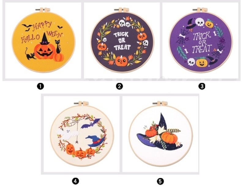 Embroidery Kit beginner, Beginner Embroidery kit, Halloween embroidery kit cross stitch, DIY Embroidery Kit, Needlepoint, Craft image 2