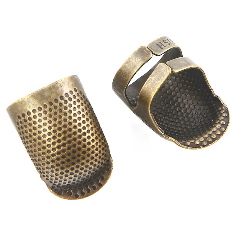 6pcs Sewing Thimble Finger Protector Kit, Metal and Leather Quilting  Thimble for DIY Hand Embroidery Needlework Tools