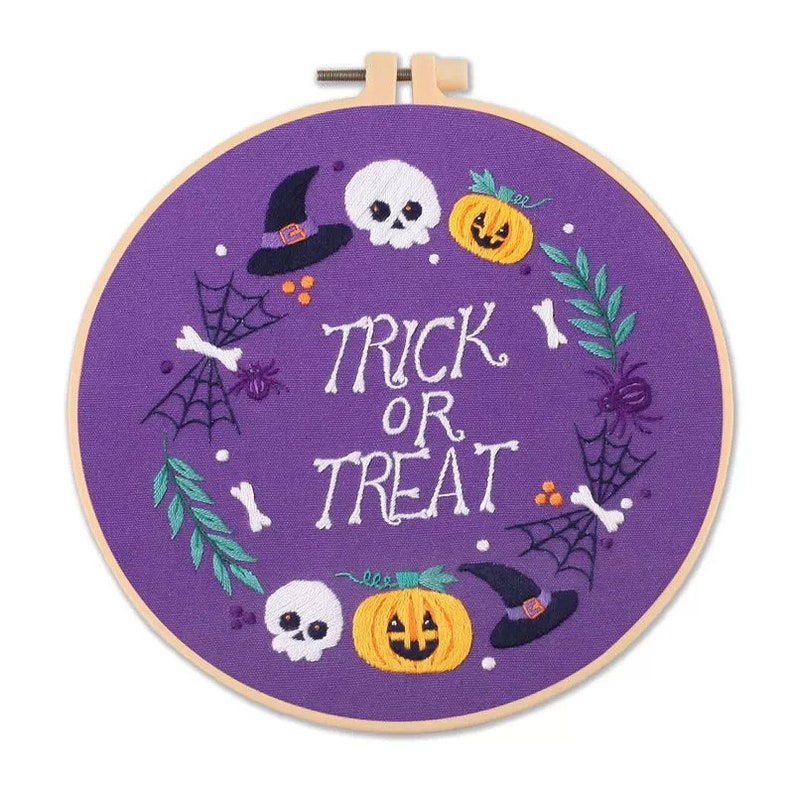 Embroidery Kit beginner, Beginner Embroidery kit, Halloween embroidery kit cross stitch, DIY Embroidery Kit, Needlepoint, Craft Pattern 3