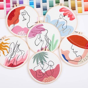DIY Embroidery Kit beginner, Beginner Embroidery kit, Modern embroidery kit cross stitch, Hand Embroidery Needlepoint, abstract Feminist art