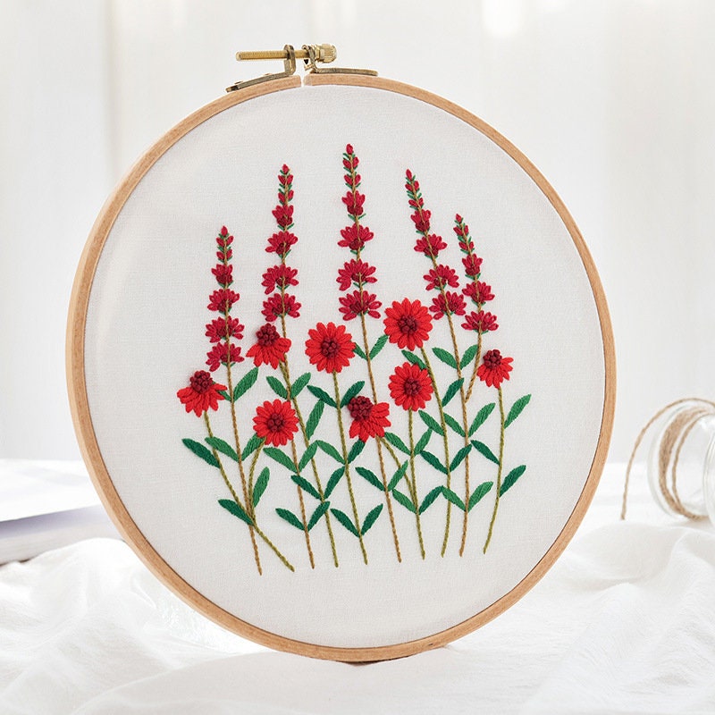 Embroidery Kit for Beginner Floral Modern Full Hand Etsy