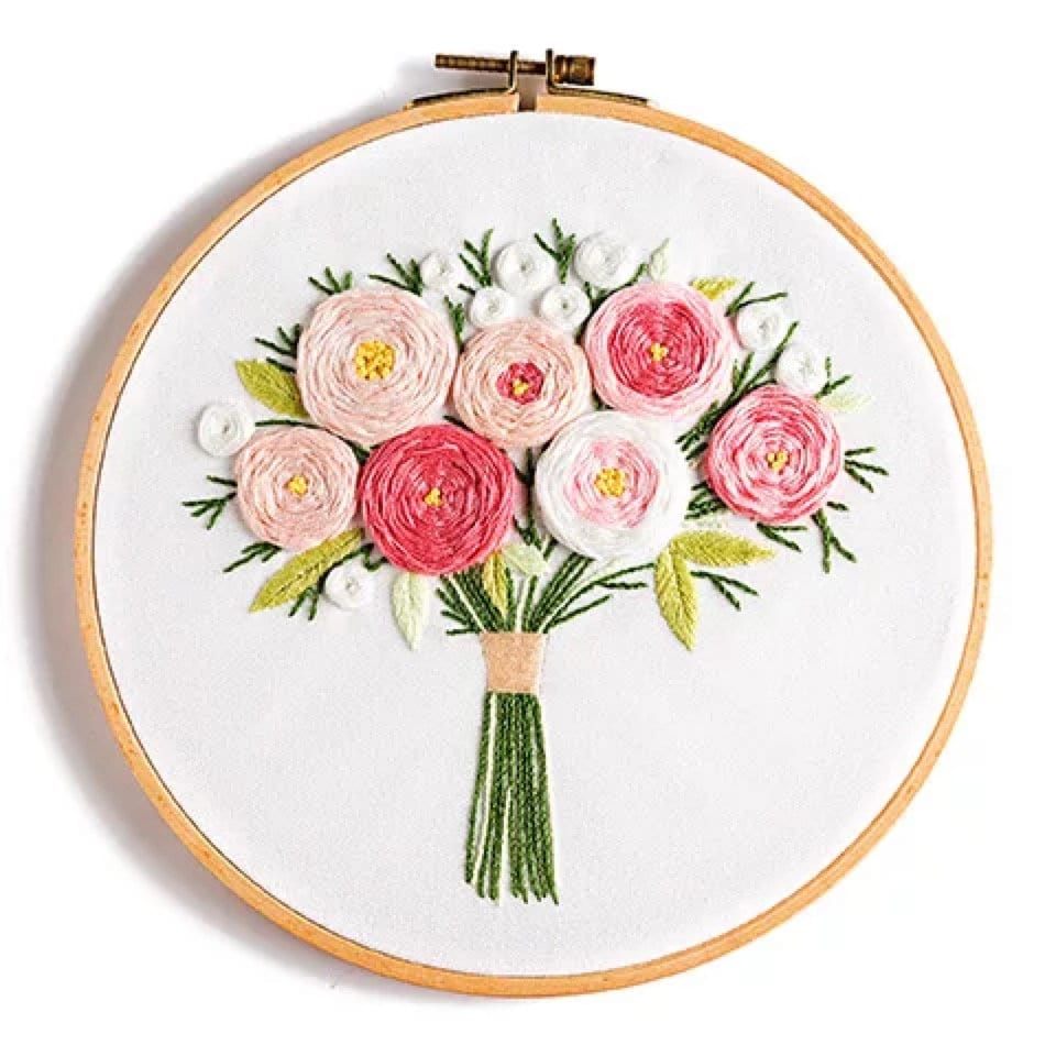Embroidery Kit Flower Bouquet Pattern Including 1 Embroidery - Temu