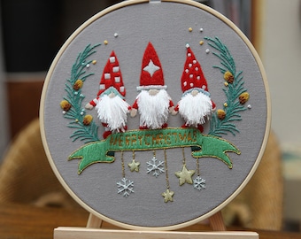 Christmas Embroidery Kit, Easy Embroidery Kit For Beginner, cross stitch, Flowers Embroidery kit, Needlepoint kits, Kits DIY embroidery set