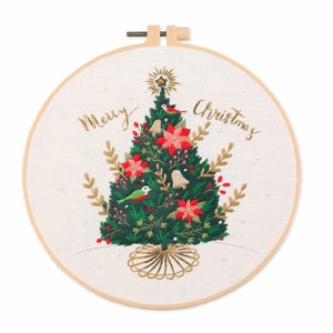 Christmas Embroidery Kit beginner, Beginner Embroidery kit, Modern embroidery kit cross stitch, Hand Embroidery Kit, Needlepoint, DIY Craft