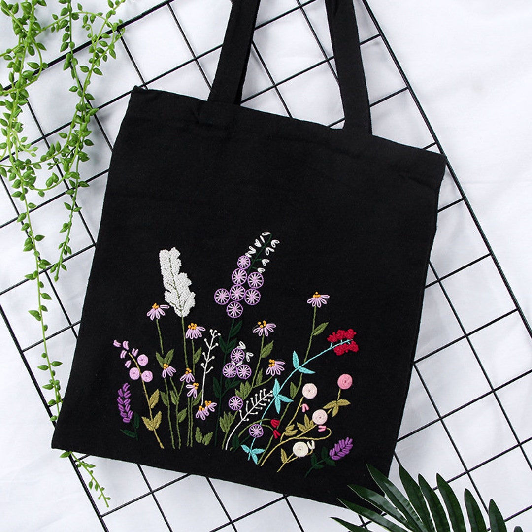 Canary Canvas Tote Bag Embroidery Kit,Flowers Art Pattern,Cross Stitch  Kits, Including Stamped Embroidery Bag with Hoops,Needle, Instruction  Manual