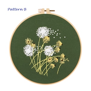 Embroidery Kit For Beginner floral | Beginner Embroidery Kit, cross stitch| Flowers Embroidery Full Kit with Needlepoint Hoop| DIY Craft Kit