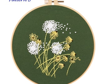 Embroidery Kit For Beginner floral | Beginner Embroidery Kit, cross stitch| Flowers Embroidery Full Kit with Needlepoint Hoop| DIY Craft Kit