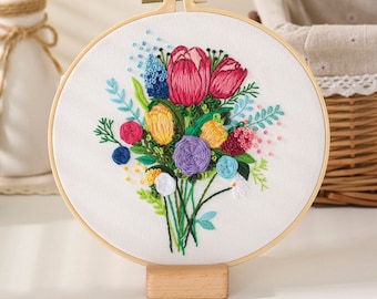 DIY Embroidery Kit beginner, Beginner Embroidery kit, embroidery kit set cross stitch, Hand Embroidery, Needlepoint kits, DIY Craft Kit