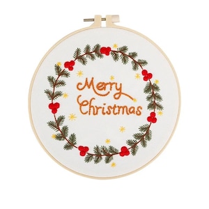 DIY Embroidery Kit beginner, Beginner Embroidery kit, Modern embroidery kit cross stitch, Hand Embroidery Kit, Christmas tree embroidery