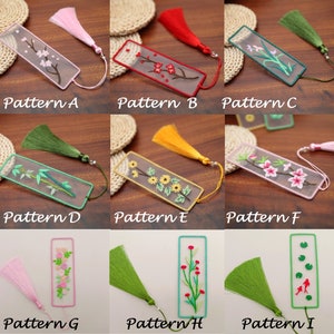 Transparent Bookmark Embroidery Kit For Beginner, hand Embroidery Kit, Modern Flowers Embroidery Full Kit, needlepoint kit, DIY Craft Kit image 2