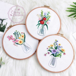 Embroidery Kit Beginner Floral, DIY Embroidery set,Full embroidery Kit, Modern hand Embroidery, DIY craft kit, Hand embroidery, DIY craft