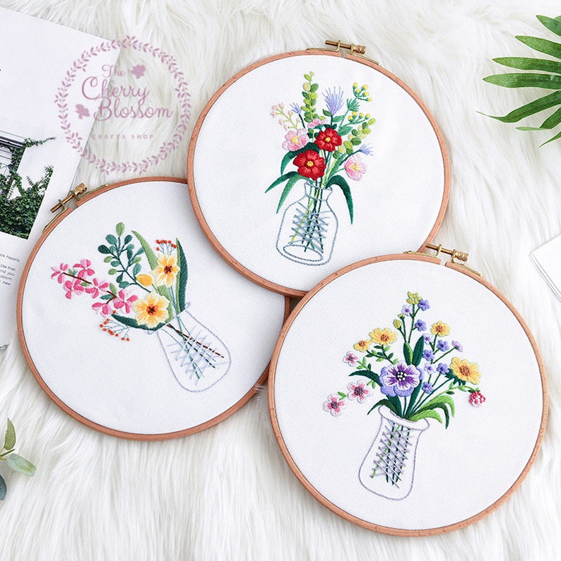Embroidery Kit Beginner Floral DIY Embroidery Setfull Etsy
