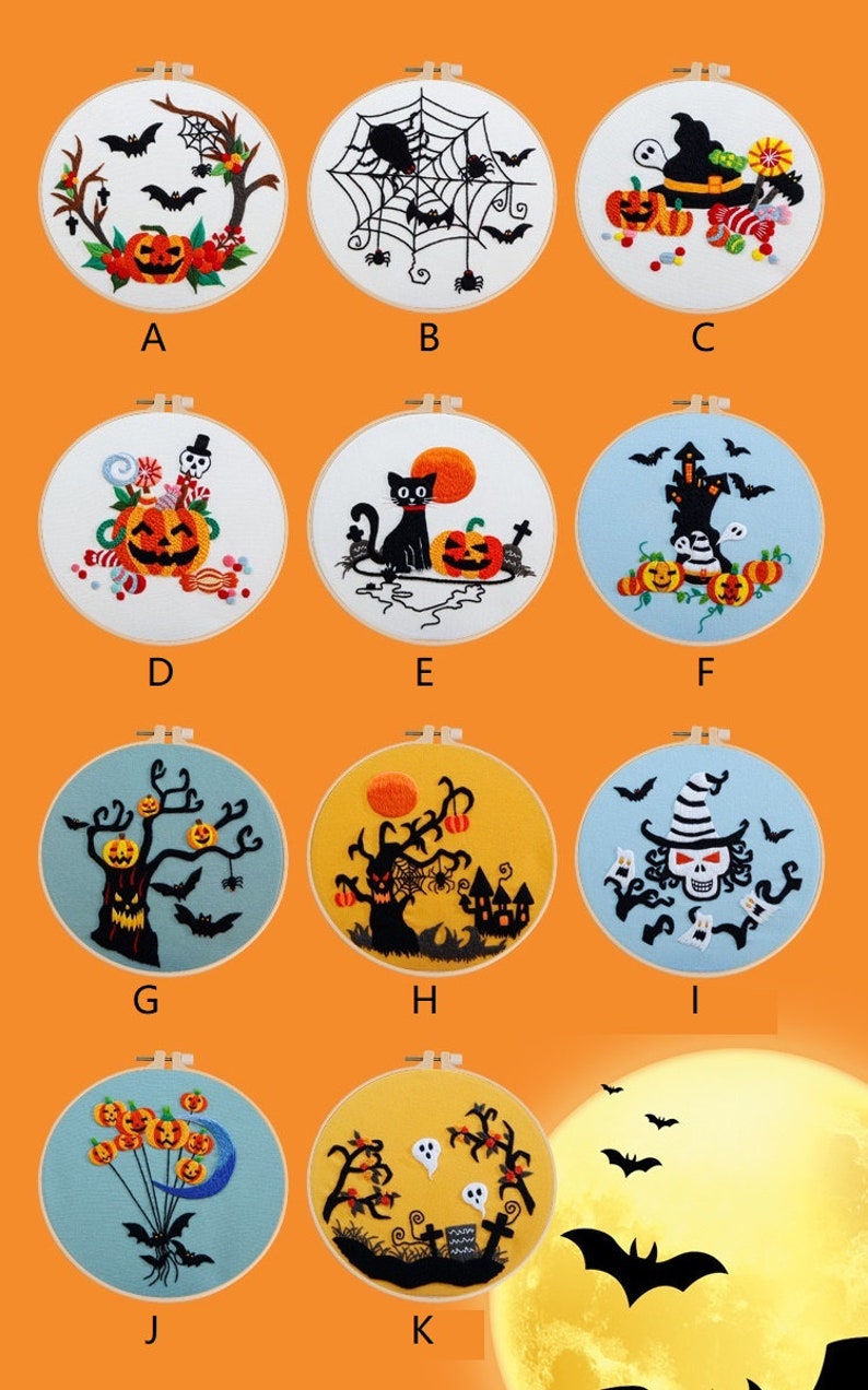 Embroidery Kit beginner, Beginner Embroidery kit, Halloween embroidery kit cross stitch, DIY Embroidery Kit, Needlepoint, Craft image 3