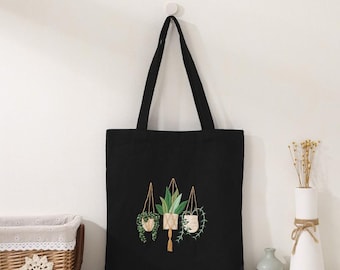Kit de bordado para bolsa de lona para principiantes, kit de bordado a mano con plantas florales modernas, kit de bordado DIY, bordado con aguja, kit de bordado DIY