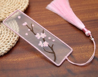 Transparent Bookmark Embroidery Kit For Beginner, hand Embroidery Kit, Modern Flowers Embroidery Full Kit, needlepoint kit, DIY Craft Kit