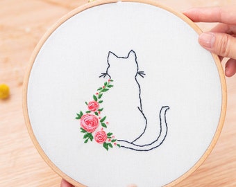 Cat Embroidery Kit beginner, DIY Beginner Embroidery kit, Modern embroidery kit cross stitch, Hand Embroidery Kit, Needlepoint, Craft Kit