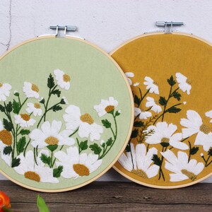 Embroidery Kit For Beginner floral | Beginner Embroidery Kit, cross stitch| Flowers Embroidery Full Kit with Needlepoint Hoop| DIY Craft Kit