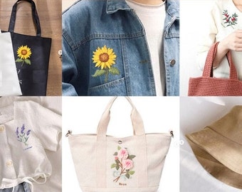 Embroidery Kit For Beginner floral, Modern Plant hand Embroidery Kit with Pattern, Full Kit with Needlepoint Hoop, Plant DIY Craft Kit