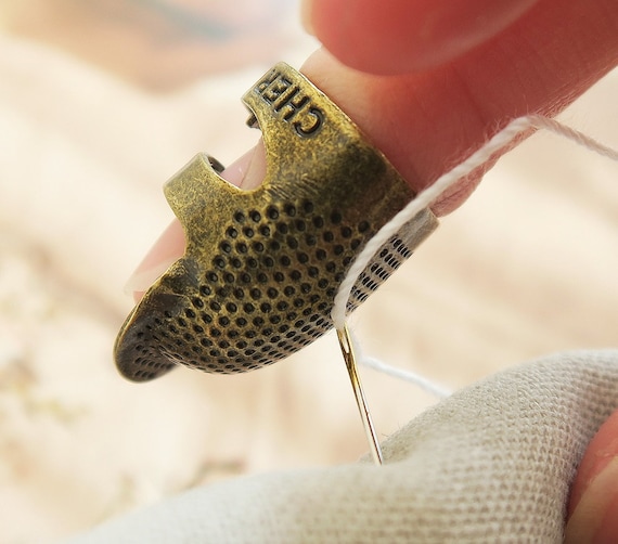 Sewing Thimble Finger Protector Embroidery Needlework Metal Brass