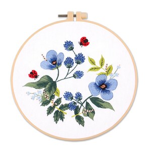 Flower Wreath dragonfly Embroidery Kit beginner, Beginner Embroidery kit, bug embroidery kit cross stitch, Hand Embroidery Kit, Needlepoint