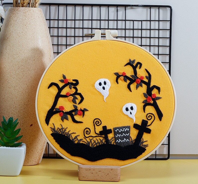 Embroidery Kit beginner, Beginner Embroidery kit, Halloween embroidery kit cross stitch, DIY Embroidery Kit, Needlepoint, Craft image 8