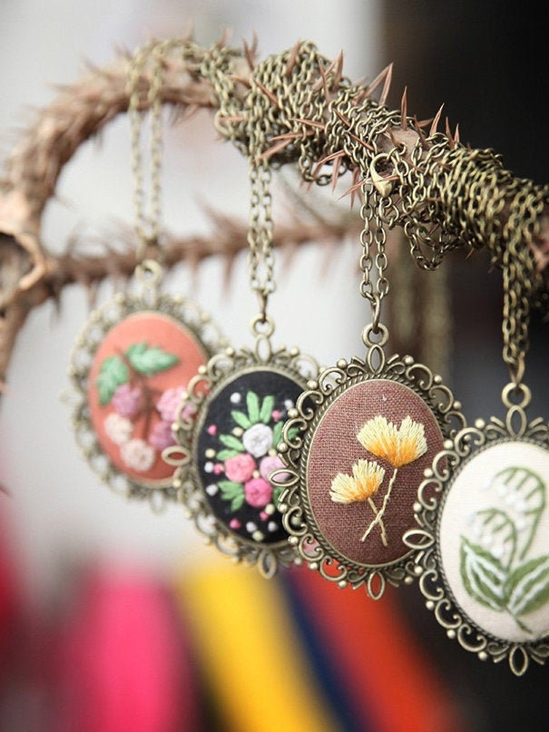 DIY Embroidery Kit Beginner, Embroidery Necklace Kit, Modern Embroidery