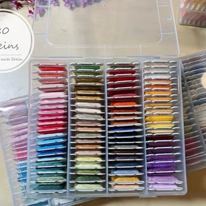 Embroidery Floss for Cross Stitch, Embroidery Thread String Kit, 80 Skeins, 40 Skeins, 50 Skein and Floss Bobbins with organizer storage box 80 Skeins-4M ea.