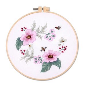 butterfly Embroidery Kit beginner, Beginner Embroidery kit, Flower Wreath embroidery kit cross stitch, Hand Embroidery Kit, Needlepoint