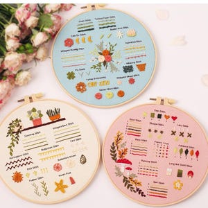 Beginner Embroidery Kit Set of 3, Beginner Embroidery kit, Modern embroidery kit cross stitch, Hand Embroidery Kit, Needlepoint, DIY Craft