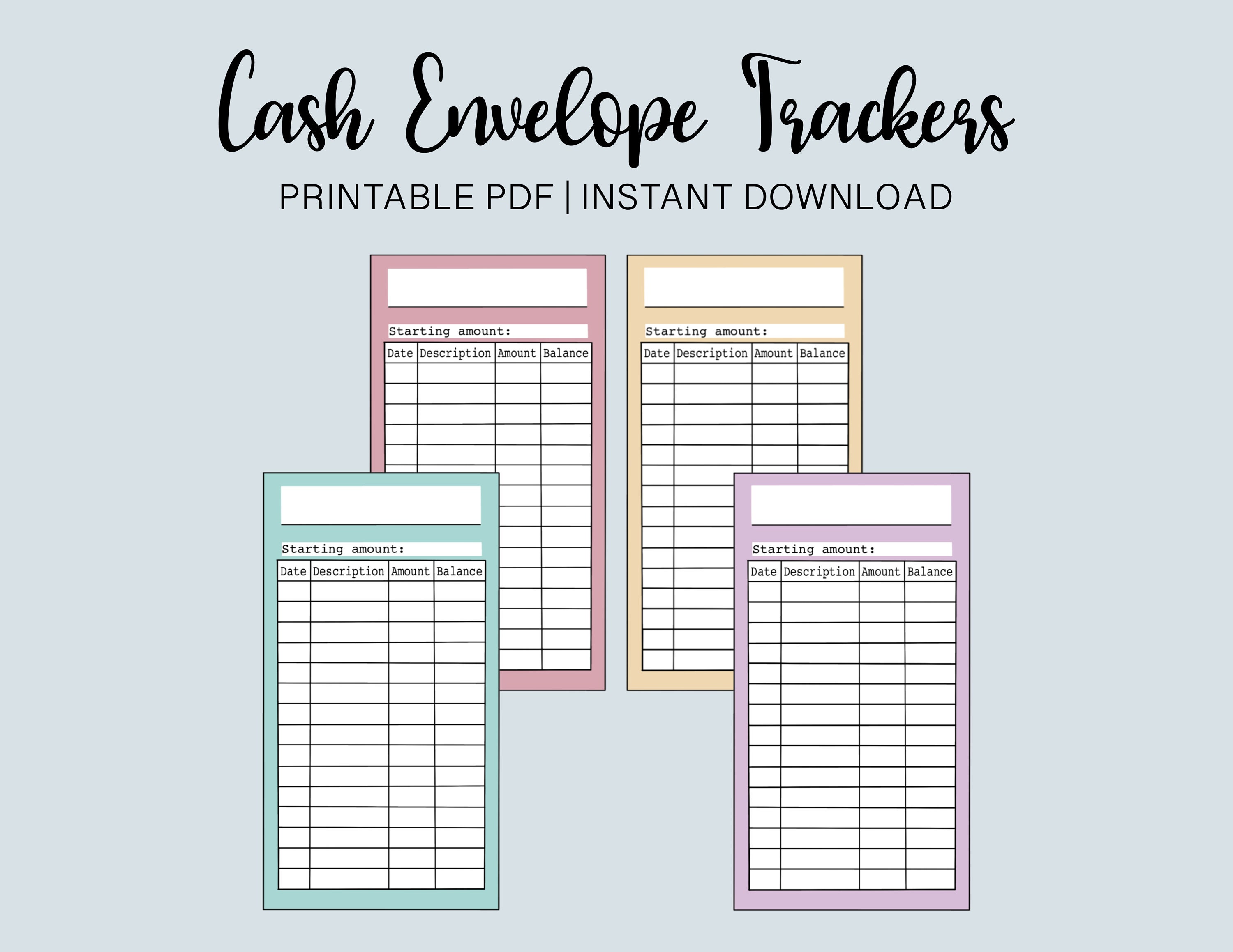 Cash Envelope Tracker Printable Budget Insert Dave Ramsey Etsy