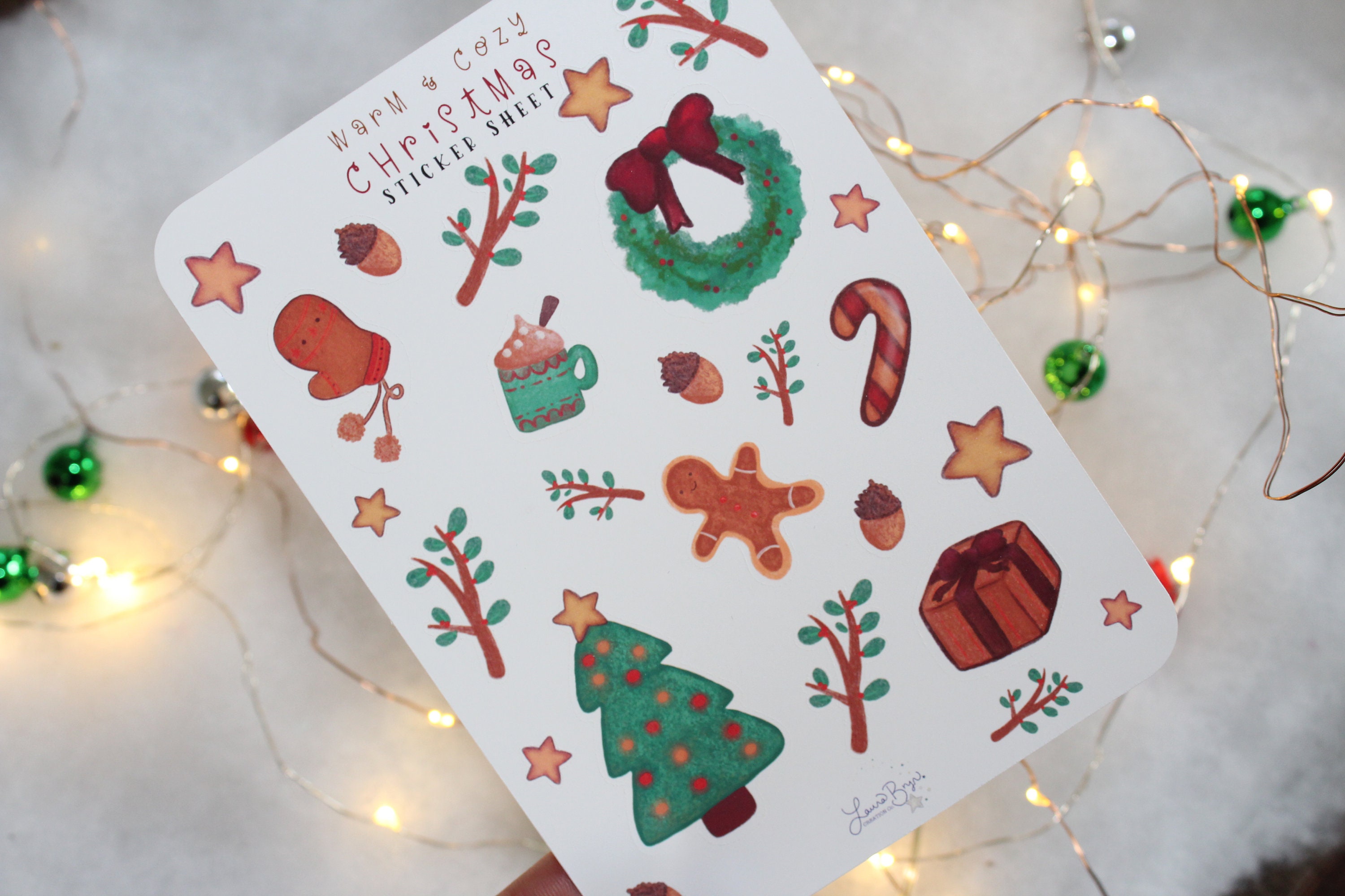 Christmas Sticker Sheet Cute Christmas Stickers Cute | Etsy