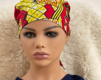 Scrub cap with satin lined for Natural hair Satin lined Surgical hat with button for Natural hair
