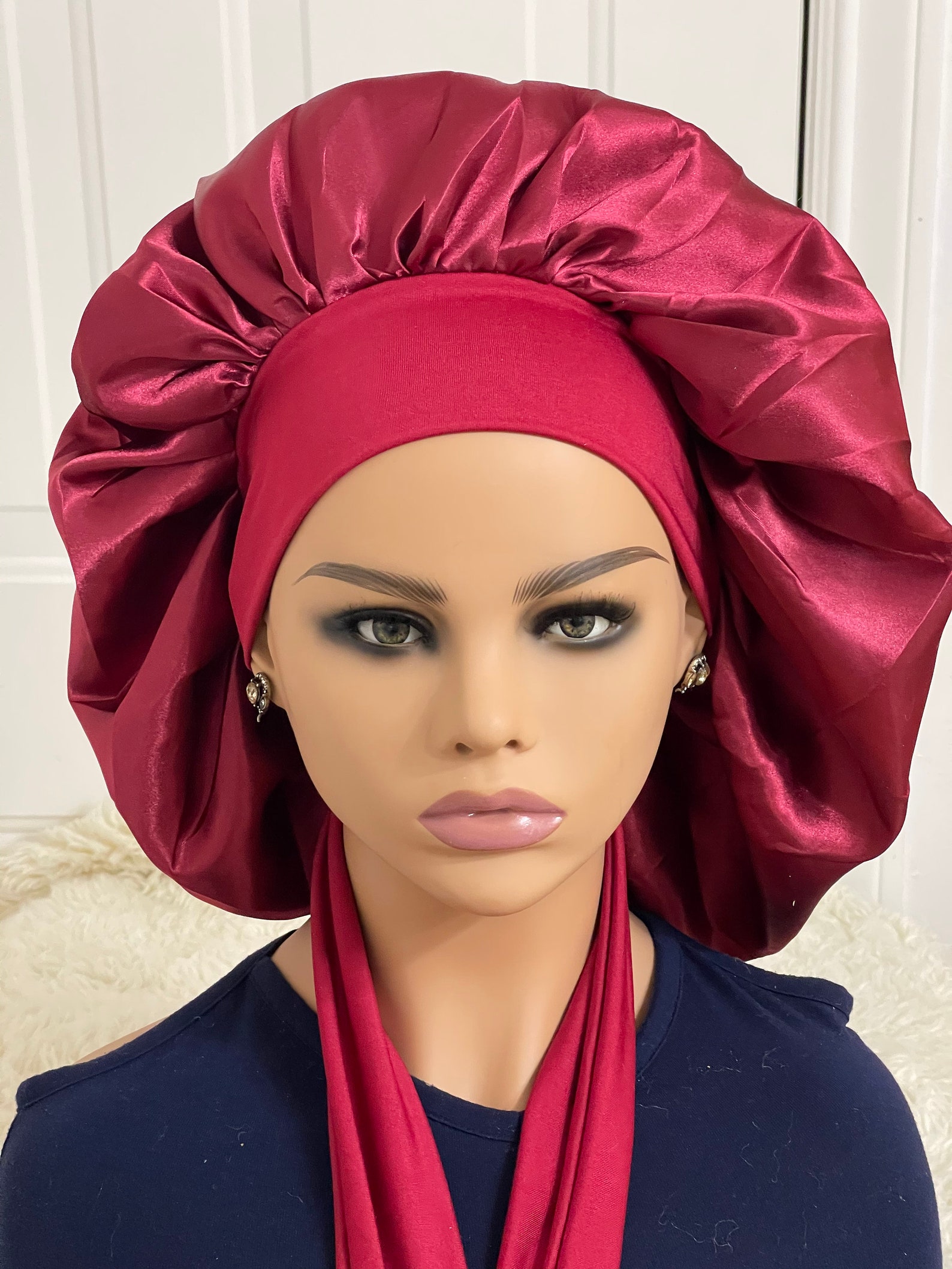 SATIN Turban Silky Hair Bonnet / Satin Hair Bonnet for Big Etsy