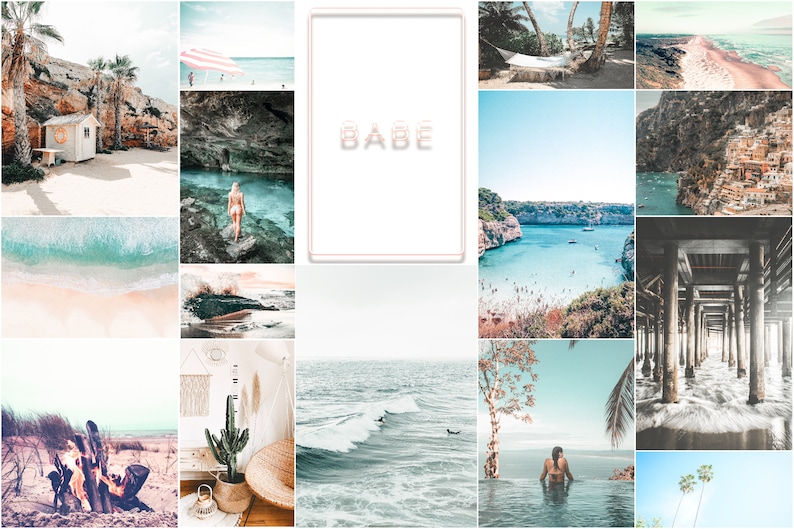 90 Collage Kit Photos Boho Beach Vibes Aesthetic VSCO Wall Decor, 30 60 or 90 Vacation Photo Prints Mailed to You Tezza Wall Kit Room Decor image 3