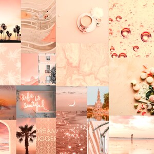 Wall Collage Kit Photos 100 Peach Beach Aesthetic VSCO Decor, 30 60 or 100 Summer Boujee Travel Wanderlust Photo Prints Tezza Wall Decor image 3