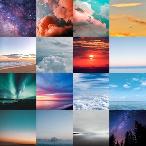 50 Prints Sky Views Aesthetic Dream VSCO Wall Decor Collage Kit, Tezza Beautiful Skies Wall Collage Kits, Modern Wall Decor, Dorm Room Decor immagine 2