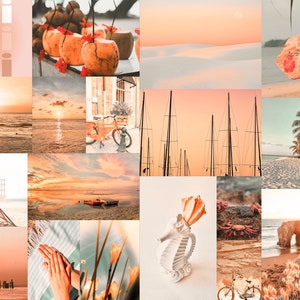 Wall Collage Kit Photos 100 Peach Beach Aesthetic VSCO Decor, 30 60 or 100 Summer Boujee Travel Wanderlust Photo Prints Tezza Wall Decor image 5