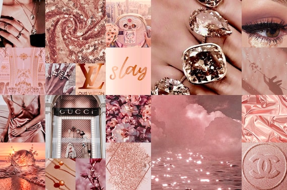 Download Rose Gold Louis Vuitton Pink Wallpaper