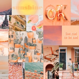 Wall Collage Kit Photos 100 Peach Beach Aesthetic VSCO Decor, 30 60 or 100 Summer Boujee Travel Wanderlust Photo Prints Tezza Wall Decor image 4