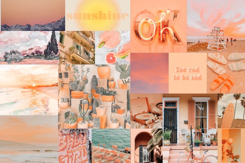 Wall Collage Kit Photos 100 Peach Beach Aesthetic VSCO Decor, 30 60 or 100 Summer Boujee Travel Wanderlust Photo Prints Tezza Wall Decor image 4