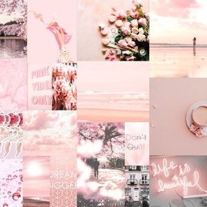 Wall Collage Kit 90 Pics Light Pastel Pink Vibes Aesthetic VSCO, 30, 60, or 90 Photo Prints Mailed to You, Tezza Blush Style Kit Room Decor image 3