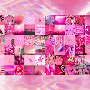 Wall Collage Kit 90 Hot Deep Pink Aesthetic VSCO Wall Decor - Etsy