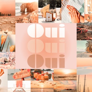 Wall Collage Kit Photos 100 Peach Beach Aesthetic VSCO Decor, 30 60 or 100 Summer Boujee Travel Wanderlust Photo Prints Tezza Wall Decor image 2