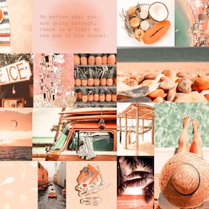 Wall Collage Kit Photos 100 Peach Beach Aesthetic VSCO Decor, 30 60 or 100 Summer Boujee Travel Wanderlust Photo Prints Tezza Wall Decor image 6